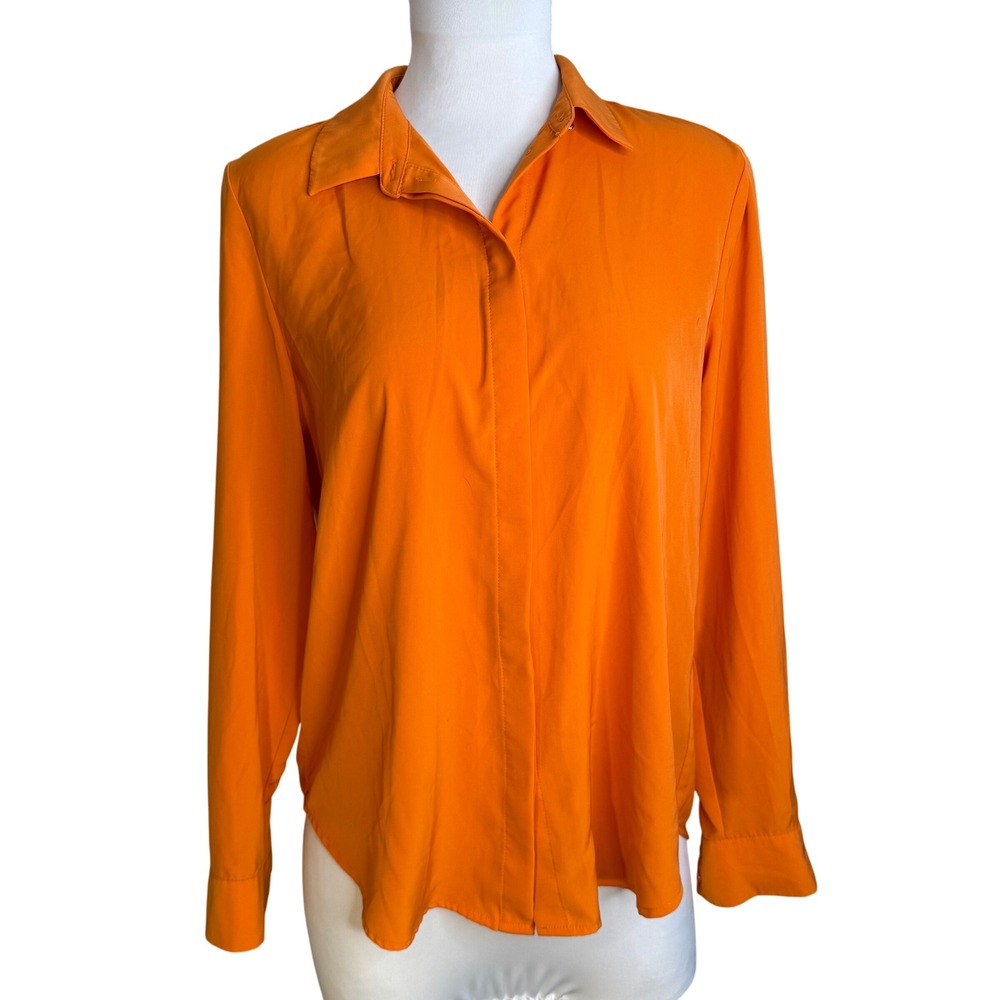 H&M Orange Button Up Blouse Size 4